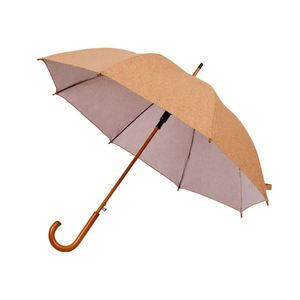 Parapluie droit en tissu de liège, 8 baleines, manche long en bois courbé et tissu de sciure, imperméable, semi-automatique, massif - Product Image 1