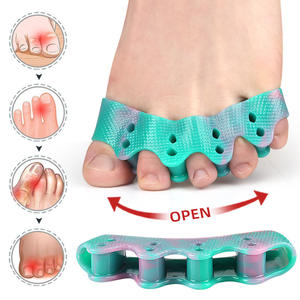 Pemisah jari kaki sejuk lima lubang warna-warni lembut SEBS Bunion Hallux Valgus bantalan pemisah tumpang tindih tulang jari kaki besar OEM buatan Tiongkok - Product Image 1