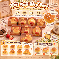 Jouet Squishy Réaliste en PU en Forme de Pain, Ensemble de Pains Assortis, Jouet Anti-Stress de Simulation Alimentaire à Presser