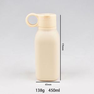 Custom logo School Travel 450ml Portable Handle Silicone Children Kids Sports Water Bottle with <b>Plastic</b> <b>Straw</b> - Product Image 3