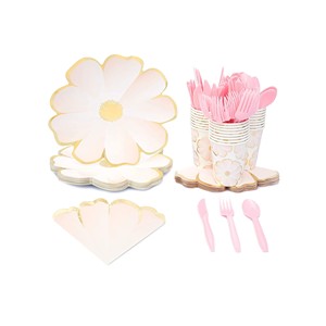 Platos de Papel Desechables con Diseño de Flores para Fiestas, Decoración de Cumpleaños Infantiles, Decoración para Baby Shower, Juego de Vajilla - Product Image 5