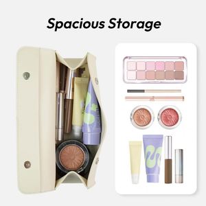 Stylish PU Leather <b>Makeup</b> Bag Women Portable Travel Toiletry Bag <b>Makeup</b> Brush Sunglasses <b>Case</b> Holder - Product Image 3