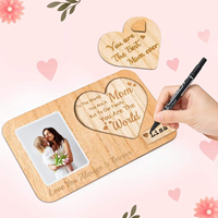 Cadre photo en bois gravé en forme de cœur « Meilleure maman » – Cadeau Fête des Mères – Vente en gros personnalisée OEM – Direct Usine