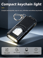 Mini Linterna LED EDC Portátil de 300mAh, Recargable, con Clip para Llavero, Lámpara de Bolsillo COB LED con 5 Modos, Clip y Base Magnética