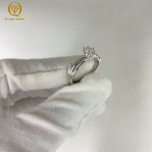 Anillo de Diseño Único para Mujer con Seis Puntas, Corte Redondo, Diamante Cultivado en Laboratorio, Platino, Talla Personalizada/Grabado Interior para Regalo - Product Image 3