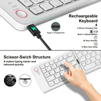 Teclado Plegable Ultra Delgado con Interruptor de Tijera de 3 Canales, Recargable por Tipo-C para iOS, Android, Windows, Mac, Tablet y Teléfono