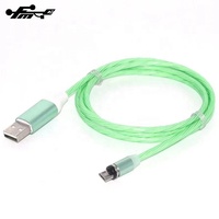 Kabel Pengisian Daya Magnetik LED Mengalir 6ft 2A 1M PVC Standar USB Data iPhone Tembaga Murni Stok Campuran FMC 3-in-1 Non-Shielded