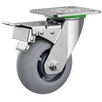 Roue pivotante en TPR, capacité de charge de 250 kg, robuste, avec frein, roulements étanches sans entretien, pour chariot, chariot à main, chariot à roulettes