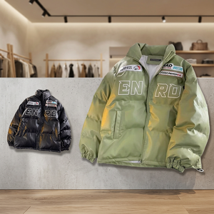 Chaqueta de Cuero PU con Revestimiento Estilo Americano Vintage para Hombre, Cuello Alto, Cierre Frontal con Cremallera, Prenda Holgada Ecológica, Servicio OEM - Product Image 3