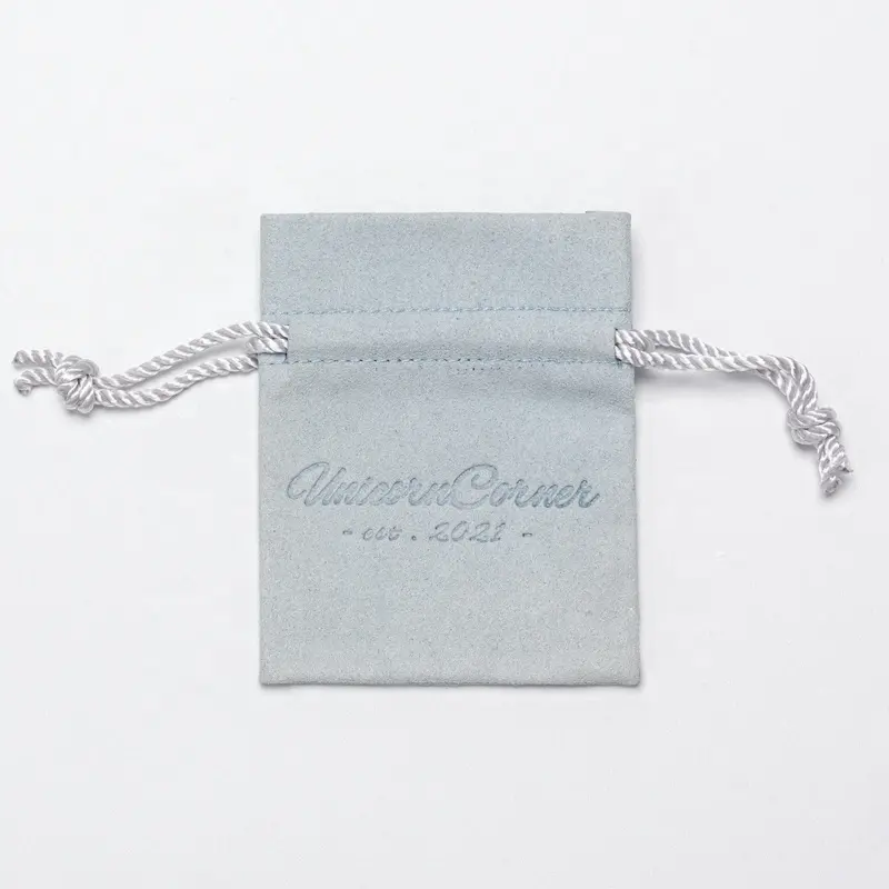 Bolsa para embalagem de presente com cordão de microfibra pequena com logotipo personalizado impresso para pulseiras de brincos