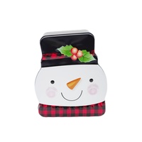 Boîte en fer blanc personnalisée recyclable en forme de bonhomme de neige pour Noël, de qualité alimentaire, pour biscuits, bonbons et chocolats, cadeau de Noël