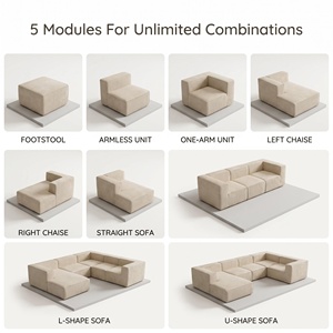 Sofá Modular Minimalista Comprimido, Sofá sin Marco de Tela de Pana, Sofá de Sala de Estar Combinable Empacado al Vacío - Product Image 4