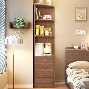Armoire de rangement d'angle en bois, étagère murale pour chambre à coucher, salon, style italien avec tiroirs - Product Image 1