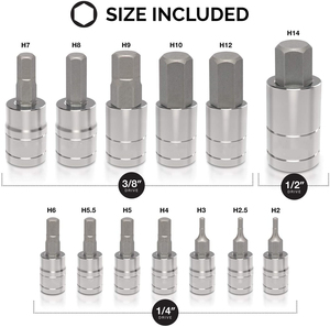Jeu de douilles outils professionnels 13pc MM Bit Chrome Jetech Vw <span class=keywords><strong>Torx</strong></span> tête boulon clé à <span class=keywords><strong>douille</strong></span> avec 1/2 "<span class=keywords><strong>femelle</strong></span> <span class=keywords><strong>Torx</strong></span> Socket Long - Product Image 3
