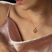 Milskye Offre Spéciale femmes bijoux 18k or plaqué 925 argent marquise zircon hansa main pendentif collier