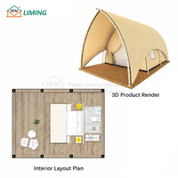 Grande tente de glamping de style voile, tente en toile isolée résistante aux intempéries pour village de vacances et camping