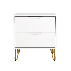 White Nightstand With Gold Hairpin Legs <b>Storage</b> <b>Drawer</b> Cabinet <b>For</b> Bedroom - Product Image 1