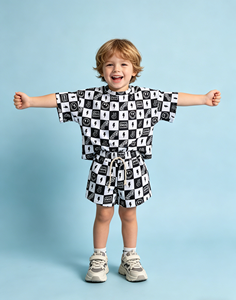 Ensemble de vêtements pour bébé garçon cool et décontracté, <span class=keywords><strong>t</strong></span>-<span class=keywords><strong>shirt</strong></span> surdimensionné en coton et short, tenue 2 pièces pour bébé - Product Image 3