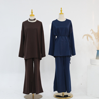 2026 B2B Abaya grossiste léger musulman Abaya ensemble coupe ample manches évasées chemise large jambe pantalon décontracté vêtements islamiques