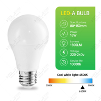Ampoule LED résidentielle de haute qualité à bas prix, 220-240V, éclairage à économie d'énergie, 18W, 1500LM, culot E27/B22