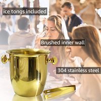 Seau à glace isotherme en acier inoxydable plaqué or avec poignée pour champagne et vin, support marketing de distillerie de pointe à pointe