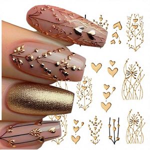 Décorations pour ongles en paillettes or blanc, 6 compartiments, breloques pour ongles, paillettes en forme de cœur pour la Saint-Valentin, pour la décoration des ongles - Product Image 1