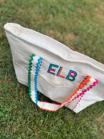 Sac fourre-tout en toile personnalisé à bord festonné, broderie d'initiales, résistant à l'eau, ouverture supérieure, cadeau pour demoiselle d'honneur, sac d'école pour enseignant
