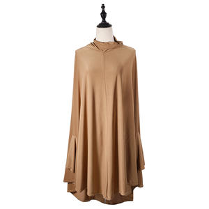 Khimar de prière musulman pour femme, manches longues, abaya islamique, robe longue, couleur unie, jersey premium - Product Image 5