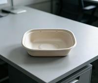 Barquette rectangulaire profonde en pulpe de bagasse recyclée, jetable, 24g, compatible micro-ondes et congélateur, grande taille, empilable, pour traiteur