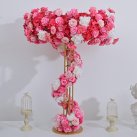 Dekorasi bunga pernikahan buatan, rangkaian bunga mawar sutra imitasi, centerpiece candelabra, runner bunga, dekorasi lorong pernikahan, bunga dekorasi gapura pernikahan