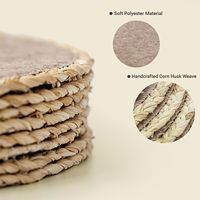 Set de table rond en feutre de laine neutre de qualité supérieure, tissé à la main avec bordure en paille naturelle, doux, résistant à la chaleur et anti-rayures