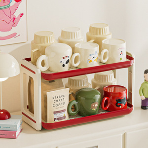 Étagère de rangement TAVELL à 3 niveaux avec plateaux rouges pour l'organisation de la cuisine et le stockage des aliments - Product Image 4
