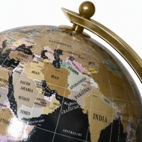 Globe Peta Dunia Kertas Antik 14,2cm dengan Dudukan Logam, Dekorasi Geografi Inggris Vintage untuk Rumah, Kantor, Hadiah, OEM Custom