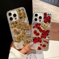 Coque de téléphone portable de luxe avec diamants colorés en forme de papillon et de cœur pour iPhone 16 17 15 14 13 Pro Max, coque antichoc, coque arrière