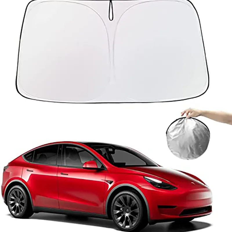 Vendita calda parabrezza parasole pieghevole finestra anteriore parasole copertura visiera di protezione dal calore per Tesla