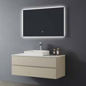 Meuble de salle de bain mural avec deux tiroirs, ensemble de meubles de salle de bain gris clair avec une longue poignée pour la vente en gros - Product Image 6