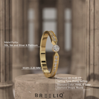 Bague de fiançailles en or massif 14 carats avec diamant de laboratoire, pierre centrale ronde, bande d'accentuation, bijoux fins minimalistes pour femmes