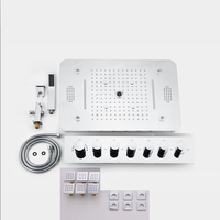 Ensemble de douche musicale 380x580mm colonne cascade brouillard pomme de douche thermostatique 6 fonctions Valve