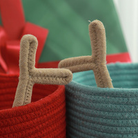 Panier de rangement en corde de coton bleue pour cadeaux de Noël, panier à chaussettes du Père Noël