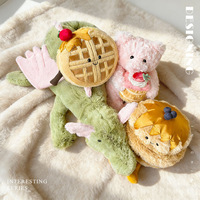 Porte-clés en peluche gaufre personnalisé, mignon, en coton PP doux, breloque dessert rembourrée pour la décoration de sacs et cadeau pour enfants