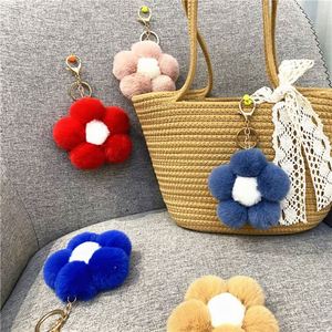 9.5CM Creative Flower Plush Keychain <b>Cute</b> Plush Colorful Small Flower Bag Pendant Mobile Accessories Car <b>Keyring</b> Gift - Product Image 2