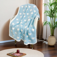 Nouvelle conception, couverture en microfibre de polyester de haute qualité pour la Saint-Valentin, douce, chaude et confortable, en tricot en forme de cœur pour canapé