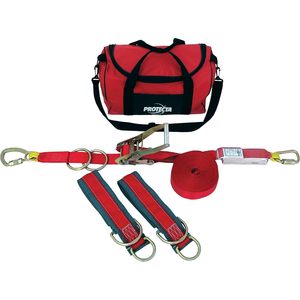 Sistema de Línea de Vida Horizontal Protecta de 60 Pies con Dos Adaptadores de Anclaje de 6 Pies y Bolsa de Transporte Roja - Product Image 1