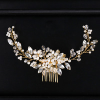 Mode femmes peignes à cheveux bandeau accessoires de cheveux de mariage alliage strass à la main perle peigne à cheveux pour la mariée