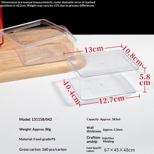 Caja de plástico transparente rectangular de calidad alimentaria con tapa de 583 ml, contenedor con esquinas redondeadas para almacenamiento de refrigerios, dulces y alimentos. - Product Image 4