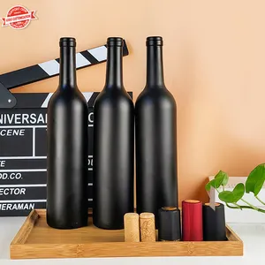 Échantillon gratuit étiquette personnalisée 750ml Standard noir mat ambre bouteille de vin bouteilles en verre vides à vendre