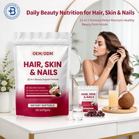 Capsules molles de collagène multi-vitamines OEM, peptides de collagène, biotine à base de plantes, croissance naturelle des cheveux, blanchiment de la peau, gélules molles de biotine et collagène