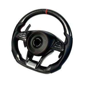 Volant de voiture sport en cuir et fibre de carbone personnalisé de qualité supérieure pour <span class=keywords><strong>Mercedes</strong></span>-Benz AMG GLC W212 W221 W222 W205 W204 <span class=keywords><strong>C220</strong></span> - Product Image 3