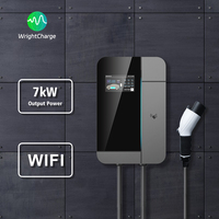 Tipo 1/Tipo 2/GBT/NACS 	 Cargador de Pared para Vehículos Eléctricos OEM ODM de 7kW Trifásico con Logotipo Personalizado, RFID y WiFi para Uso de Compradores de Marca WrightCharge