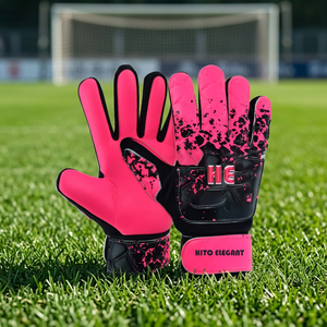 Professional Soccer Goalkeeper Gloves Leather Non-Slip Full-Finger Breathable <b>Hook</b> Loop Closure Unisex OEM Customized Logo - Product Image 3